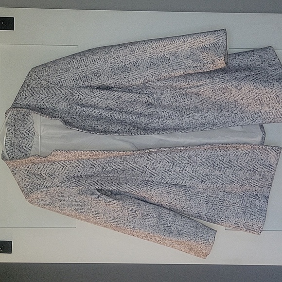 Jacket Pea Coat Navy/ White Herringbone Pattern SZ Small - Picture 4 of 8